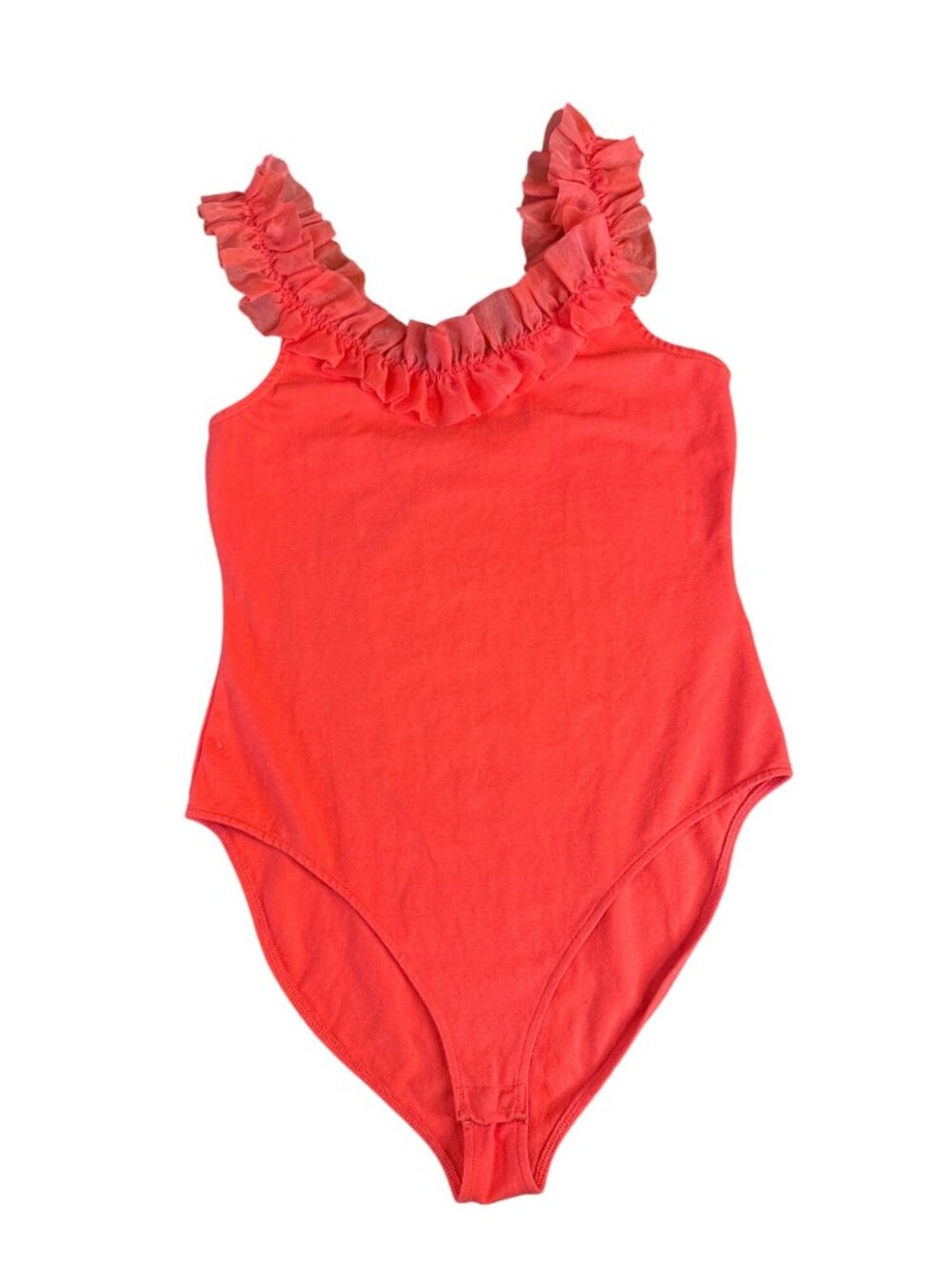 & Other Stories Coral Ruffle Neckline Bodysuit Cotton Elastane LA Atelier S